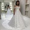 Elegant en linje spets bröllopsklänningar från axelfjärilen applicerade brudklänningar plus storlek svep tåg boho vestido de novia308y