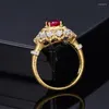 Cluster Rings Vintage Luxury Designer Artificial Ruby For Women Italian Aesthetic Jewelry Wedding Engagement Ring Valentine Day Gifts