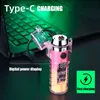 New Double Arc USB Lighter Transparent Waterproof Outdoor Lighter with Flashlight Windproof Electric Lighter Recharge Gadgets