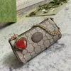 Ladies Fashion Designer 726253 borsa Luxury Strawberry Chain Wallet Portachiavi Portamonete Porta carte di credito TOP Mirror Quality Business