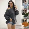 Swetery dla kobiet seksowne bez ramiączek kantar SWEATER SWEM KOLOR SIDY KOLOR DUKA ZAKAZÓWKA Casual Knit Pullover Blue Ladies Chic Tops 2023