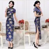 Ethnic Clothing Cheongsam Dress Retro Oriental Woman's Clothes Chinese Female Satin Long Traditional Bride
