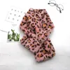 Cachecóis de Inverno de Pele Falsa Leopardo Cachecóis para Mulheres Meninas Bonito Rosa Macio Veludo Pescoço Quente Cachecol Feminino Cruzado Confortável