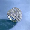 Cluster Rings Vintage Moissanite Diamond Ring Real 925 Серебряное серебряное обручальное кольцо для женских свадебных ювелирных украшений