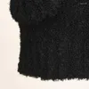 Berretti da donna cappello corto in pile moda semplice tinta unita nero all'aperto inverno caldo lavorato a maglia