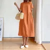 Casual Dresses Vintage Long For Women Summer 2023 Fashion Cotton Linen Versatile Lunch Break Vacation Daily Dress Vestidos Para Mujer