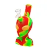 Coloré Alien Style Silicone Bubbler Pipes Kit Avec Poignée En Verre Filtre Entonnoir Bol Sèche Herbe Tabac Pipe À Eau Narguilé Shisha Fumer Bong Titulaire Handpipes DHL