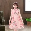 Ubranie etniczne Dziewczyna Kwiatowa qipao różowa sukienka formalna chińska ubrania dla dzieci