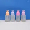 Storage Bottles 15pcs Cosmetic Refillable Bottle Glass Frost Colorful Pump Clear Cover 30ml 1OZ Luxury Travel Essential Oil Vials Lotion