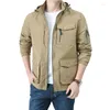 Men's Jackets Hooded Jacket Hat Detachable Men Multi-Pocket Casual Loose Outdoor 8XL Large Size Work Coat Tactical Windproof Tops