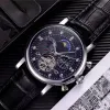 2023 Reloj de moda Reloj para hombre Esqueleto Tourbillon Cuerda manual Reloj mecánico automático Reloj clásico de cuero natural Caballero Busi246T