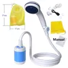 Utomhusprylar Camping Shower Set Portable Outdoor Shower Electric vandring Duschvattenpåse för resbiltvätt Camping Överlevnadsutrustning 230621