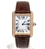 2023 U1 Top-grade AAA Geometric Rectangle Tank Wristwatch Senior Must Quartz Watches Female Roman Number Watch Black Leather Sapphire Crystal Glass Clock