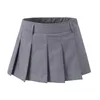 Kjolar mini y2k kläder koreansk stil för kvinnor söt kjol veckad mikro hög midja khaki med shorts
