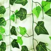 Dekorativa blommor 2,4 m blad Vine Artificial Hanging Plants Liana Silk Fake Ivy Leaves For Wall Green Garland Decoration Home Decor Party Party