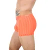 Calzoncillos 4 unids/lote, ropa interior para hombre, calzoncillos bóxer transparentes de malla exótica a rayas, calzoncillos Gay, calzoncillos con bolsa para pene sin costuras, bañadores