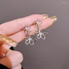 Pendientes colgantes Estilo francés dulce y sencilla Flor hueca de mujeres de 2 usos con joyería de metal de fiesta de cumpleaños de Amethyst Girl