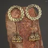 Dangle Earrings Pendientes Ethnic Round Silver Color India For Women Bohemia Tibetan Jewelry Long Jhumka Oorbellen