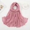 Scarves Women Plain Polka Dot Pleated Fringe Viscose Scarf High Quality Shawls And Wraps Pashmina Stole Long Soft Muslim Hijab 190 90Cm