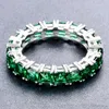 Bröllopsringar utsökta Lady Emerald Zircon Ring Enkel silverpläterad CZ Crystal Fashion Elegant Engagement Smycken