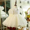 Robes de fille princesse robe d'anniversaire pour1 an bébé mariage fleur enfant haut de gamme robe de bal blanche enfants élégant défilé Pageant