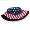 New USA Stars Flag Bucket Hat 100% Cotton Women Summer Sun Protection Panama Caps Hiphop Boys Man Fishing Caps Fisherman Bob Hat