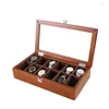 Watch Boxes 12 Slots Display Case Wood Material Transparent Skylight Organizer Holder Women's Jewelry Storage Box