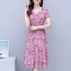 Casual Dresses Stylish Broken Flowers Midi Dress Women's Ruffles Spliced 2023 Summer V-Neck Three-dimensional Decoration A-Line