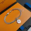 Designer Charm Bracelet Chain Silver Plated 316L Stainless Steel Bracelets V Letter Round Hang Tag Chains Fashion Jewelry