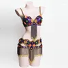 Scene Wear Professional Belly Dance Bra Belt Set Women Costume Dancing Clothes Sexig Dancer Outfit Performance