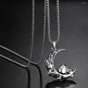 Collane con ciondolo Punk Fashion Silvery Moon Skull Collana Donna Uomo Gothic Long Chain Christmas Party Jewelry Gift Drop