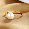 Cluster Rings S925 Sterling Silver 6/7/8# Square Zircon Ring For Women Fashion Wedding Gift Charm Pearl Jewelry