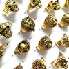 Partihandel parti 50st Gold Mix Men Gift Mens Punk Style Jewelry Skull Ring Skeleton Mönster MAN GOTHIC BIKER RINGS Party Present