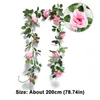 Dekorativa blommor Rose Artificial Flower Vine 2m Handgjorda blommor Vinrankor för bröllop Garland Hem Rum Dekoration Spring Autumn Garden Arch