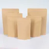 11 Maten Bruin Kraft Papier Stand-Up Zakken Heat Sealable Hersluitbare Zip Pouch Binnenfolie Voedsel Opslag Verpakking Zak met Tear Notch TH0036