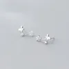 Boucles d'oreilles à tige MloveAcc authentique 925 en argent Sterling fleur romantique clair CZ pour filles femmes bijoux fins