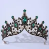 Grampos de cabelo UODCM Barroco Luxo Tiara de Cristal Coroa de Noiva Diadema Véu Tiaras Acessórios de Casamento Headpieces Jóias para a Cabeça