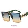 H Sun Gözlük Tasarımcı Güneş Gözlüğü H Büyük Çerçeve Modaya uygun Punk Stil Metal Hediye Kutusu ile