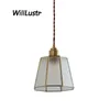 Vatten Rippel Bubble Glass Pendant Lamp Vintage Brass Suspension Light Hotel Cafe Bar Balcony Handmade Polygon Takkrona