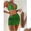 ملابس السباحة النسائية 2023 Swimsuit Wind Stone ثلاث قطع مجموعة بيكيني بوت قصيرة تنورة تقسيم الشاطئ