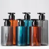 Storage Bottles 300ML 500ML 12PCS Black Blue Amber PET Flat Shoulder Bottle For Liquid Makeup Plastic Lotion Pump Shampoo Containers