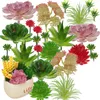 Fiori decorativi 24pcs plastica floccata artificiale colorata terrario decorazione mini parete floreale ufficio alghe piante grasse senza vaso