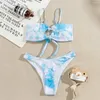 Kvinnors badkläder Kvinnors sexiga tryck Bikini Set Två stycken Stylish Hollow Out Girl Sweet Summer Beachwear Lovely Bathingsuit