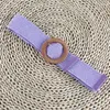 Ceintures 1pc Vintage rond/carré femmes Boho tressé taille bande mince élastique fausse paille ceinture robe ceinture décorative