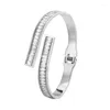 Bangle Fashion Высококачественный кристалл Crystal Open весенний браслет для женщины Love Swedding Gift Heanless Steel Jewelry Wholesale Raym22