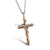 Pendentif Colliers Mode En Acier Inoxydable 316L Lingering Love Croix Couples Collier Pour Femmes Hommes Or Argent Couleur - 1 PCS