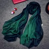 Bow Ties Long Mulberry Silk Gradient Scarf Shawl Dual Purpose Ladies Dark Green