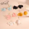 Dangle Earrings Badu Fashion Asymmetric Pearl Yarn Flower Drop For Women Handmade Long Boho Jewelry