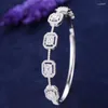Bangle 3 Colors Charms CZ Statement Women Wedding Jewelry Full Cubic Zircon Dubai Korean Armband 2023 Design Bangles