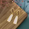 Dangle Earrings 2023jiangデザインシンプルな長い白いjaの小さな香り風の妖精の気質レトロ